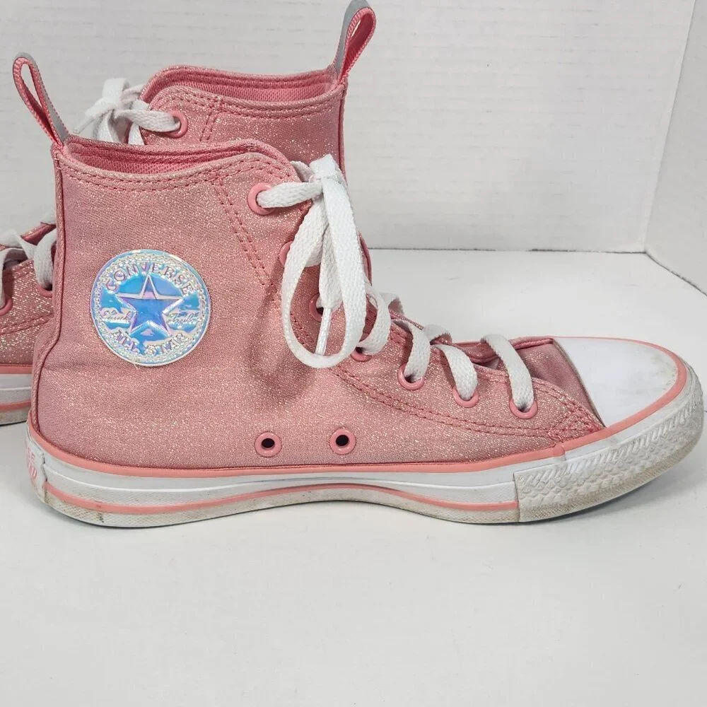 Kids Classic Converse All Stars High Tops … Pink Glittery 4.5